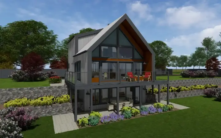 Modern house plans 32-211 - front exterior, 1,187 sq ft, 2 bed, 2 bath house plans | Monster House Plans