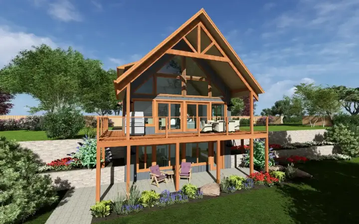 Mountain Rustic house plans 32-212 - front exterior, 1,139 sq ft, 2 bed, 2 bath house plans | Monster House Plans
