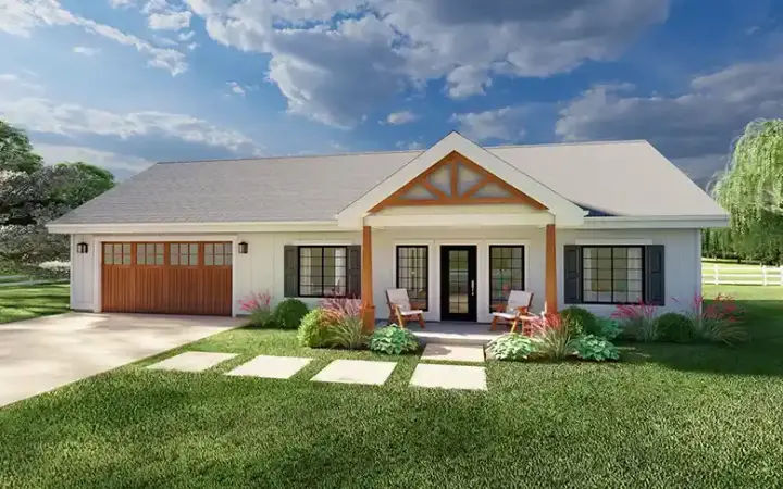 Craftsman house plans 32-215 - front exterior, 988 sq ft, 2 bed, 2 bath house plans | Monster House Plans