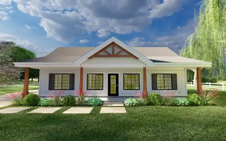Craftsman house plans 32-216 - front exterior, 1,188 sq ft, 2 bed, 2 bath house plans | Monster House Plans
