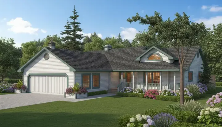Country house plans 33-151 - front exterior, 1,499 sq ft, 3 bed, 2 bath house plans | Monster House Plans
