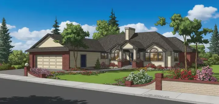 Traditional house plans 33-154 - front exterior, 2,185 sq ft, 3 bed, 2 bath house plans | Monster House Plans
