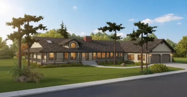 Country house plans 33-162 - front exterior, 3,051 sq ft, 4 bed, 3 bath house plans | Monster House Plans