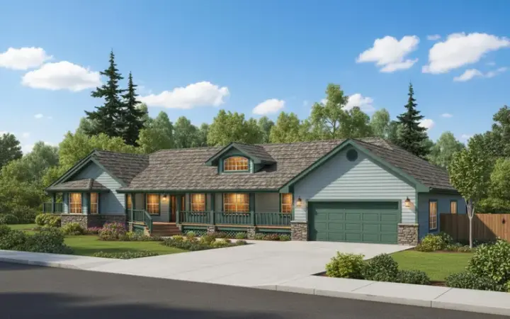 Country house plans 33-163 - front exterior, 1,701 sq ft, 3 bed, 3 bath house plans | Monster House Plans