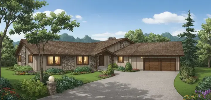 Northwest house plans 33-166 - front exterior, 2,345 sq ft, 3 bed, 2 bath house plans | Monster House Plans