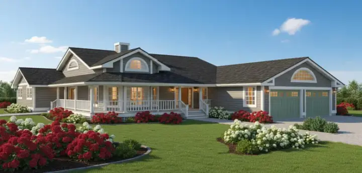 Country house plans 33-171 - front exterior, 2,342 sq ft, 3 bed, 2 bath house plans | Monster House Plans