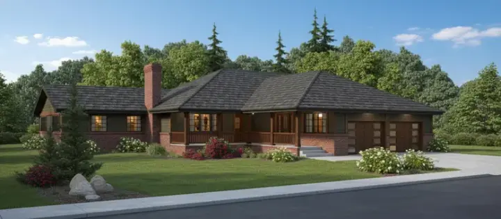 Traditional house plans 33-172 - front exterior, 1,733 sq ft, 3 bed, 2 bath house plans | Monster House Plans