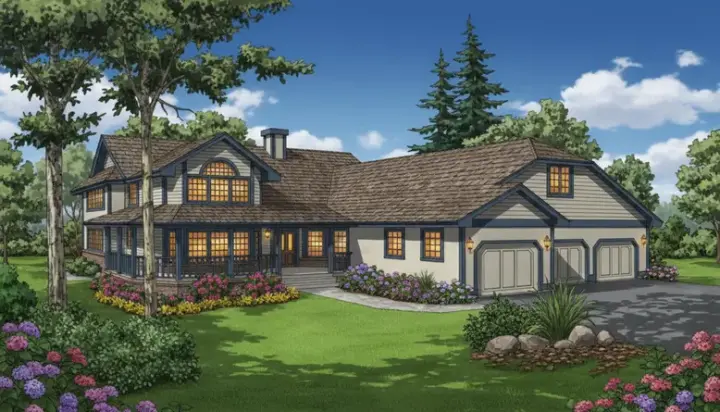 Traditional house plans 33-175 - front exterior, 3,193 sq ft, 3 bed, 2 bath house plans | Monster House Plans