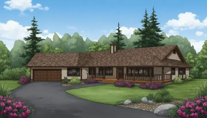 Ranch house plans 33-176 - front exterior, 2,533 sq ft, 4 bed, 3 bath house plans | Monster House Plans