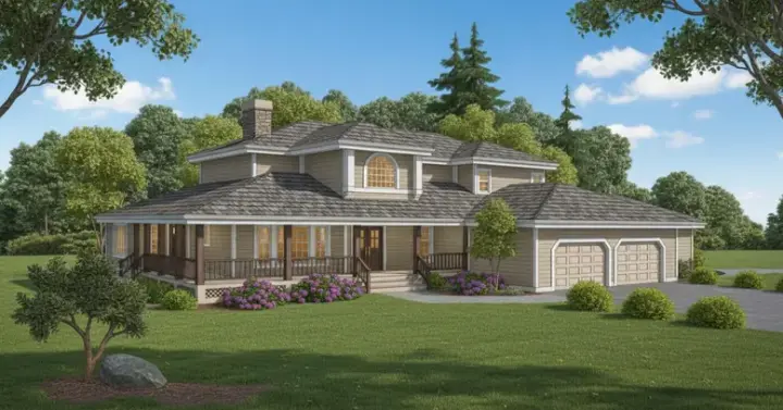 Traditional house plans 33-197 - front exterior, 3,091 sq ft, 4 bed, 2 bath house plans | Monster House Plans