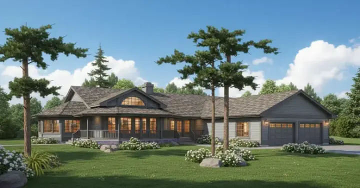 Country house plans 33-201 - front exterior, 2,344 sq ft, 3 bed, 2 bath house plans | Monster House Plans