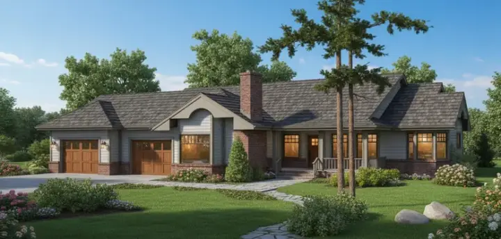 Traditional house plans 33-212 - front exterior, 2,710 sq ft, 4 bed, 2 bath house plans | Monster House Plans