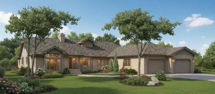 Traditional house plans 33-215 - front exterior, 2,606 sq ft, 4 bed, 2 bath house plans | Monster House Plans