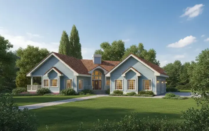 Traditional house plans 33-228 - front exterior, 2,584 sq ft, 4 bed, 3 bath house plans | Monster House Plans
