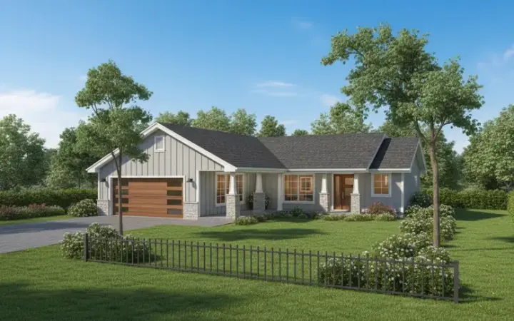 Traditional house plans 33-247 - front exterior, 1,444 sq ft, 3 bed, 2 bath house plans | Monster House Plans