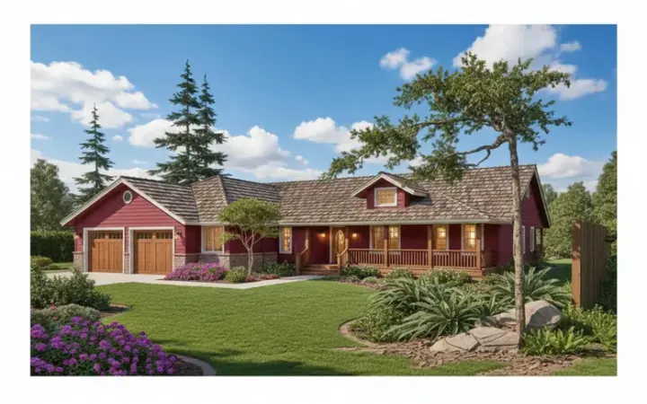 Ranch house plans 33-250 - front exterior, 2,194 sq ft, 3 bed, 3 bath house plans | Monster House Plans