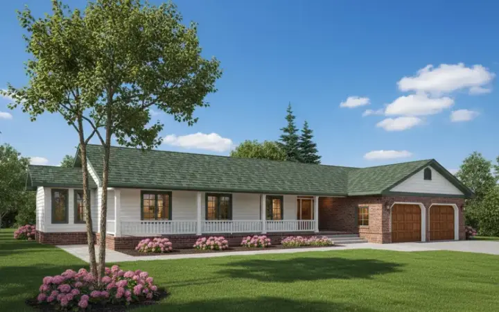 Ranch house plans 33-264 - front exterior, 2,557 sq ft, 4 bed, 3 bath house plans | Monster House Plans