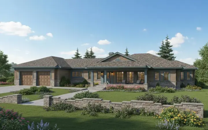 Traditional house plans 33-265 - front exterior, 2,300 sq ft, 3 bed, 2 bath house plans | Monster House Plans