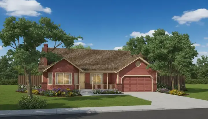 Traditional house plans 33-272 - front exterior, 1,605 sq ft, 3 bed, 2 bath house plans | Monster House Plans