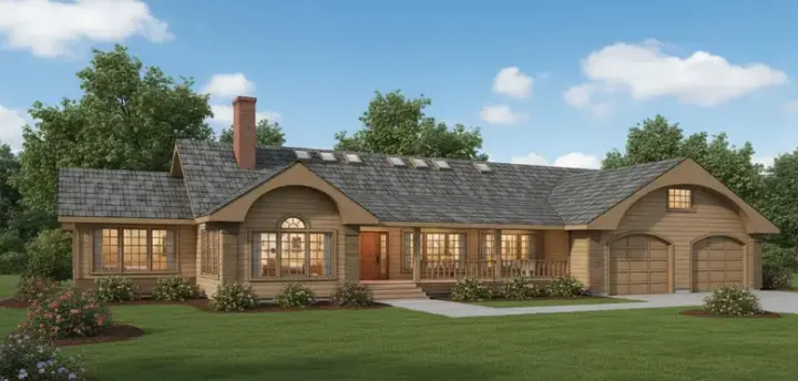 Traditional house plans 33-278 - front exterior, 2,576 sq ft, 3 bed, 2 bath house plans | Monster House Plans