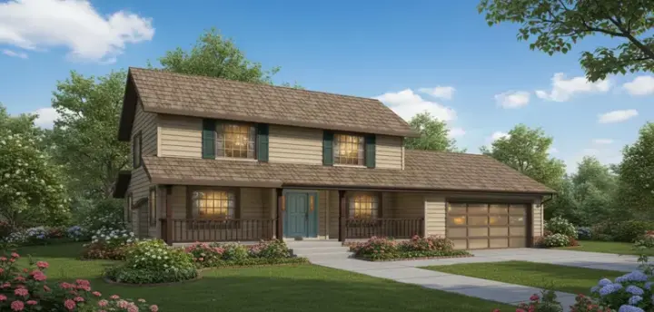 Traditional house plans 33-279 - front exterior, 2,068 sq ft, 3 bed, 2 bath house plans | Monster House Plans