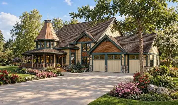 Victorian house plans 33-293 - front exterior, 3,420 sq ft, 5 bed, 3 bath house plans | Monster House Plans