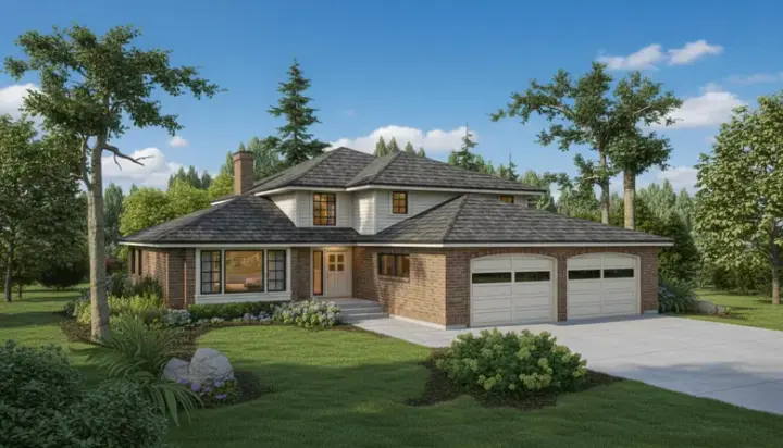 Northwest house plans 33-295 - front exterior, 2,428 sq ft, 3 bed, 2 bath house plans | Monster House Plans