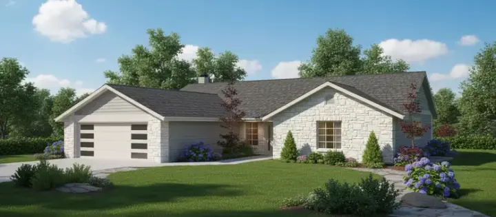 Traditional house plans 33-318 - front exterior, 1,744 sq ft, 4 bed, 2 bath house plans | Monster House Plans
