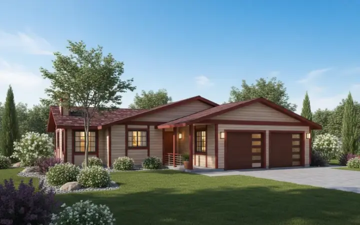 Traditional house plans 33-332 - front exterior, 1,472 sq ft, 2 bed, 2 bath house plans | Monster House Plans