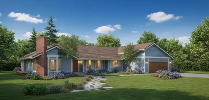 Traditional house plans 33-340 - front exterior, 1,503 sq ft, 2 bed, 2 bath house plans | Monster House Plans