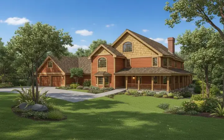 Country house plans 33-343 - front exterior, 3,430 sq ft, 5 bed, 3 bath house plans | Monster House Plans