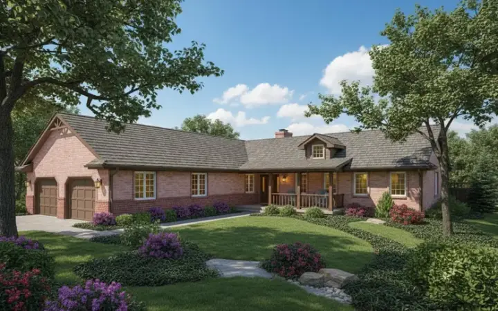 Northwest house plans 33-346 - front exterior, 1,490 sq ft, 3 bed, 2 bath house plans | Monster House Plans