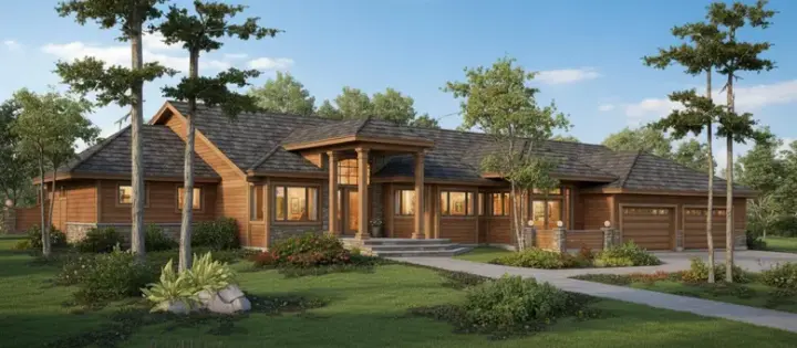 Northwest house plans 33-347 - front exterior, 3,846 sq ft, 4 bed, 3 bath house plans | Monster House Plans