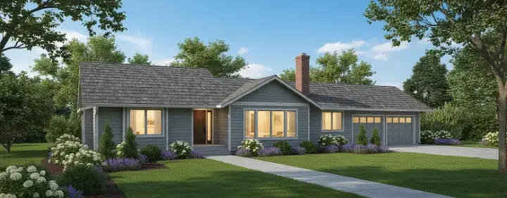 Traditional house plans 33-364 - front exterior, 1,574 sq ft, 3 bed, 2 bath house plans | Monster House Plans