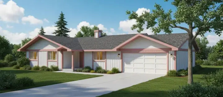 Northwest house plans 33-373 - front exterior, 1,255 sq ft, 3 bed, 2 bath house plans | Monster House Plans