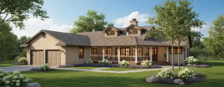 Northwest house plans 33-383 - front exterior, 2,126 sq ft, 3 bed, 2 bath house plans | Monster House Plans