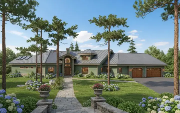 Northwest house plans 33-385 - front exterior, 2,485 sq ft, 3 bed, 2 bath house plans | Monster House Plans