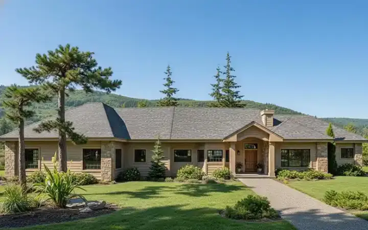 Northwest house plans 33-387 - front exterior, 1,926 sq ft, 3 bed, 2 bath house plans | Monster House Plans
