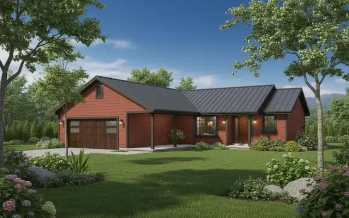 Northwest house plans 33-392 - front exterior, 1,280 sq ft, 3 bed, 2 bath house plans | Monster House Plans