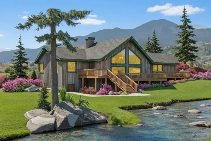 Contemporary house plans 33-397 - front exterior, 1,580 sq ft, 2 bed, 2 bath house plans | Monster House Plans