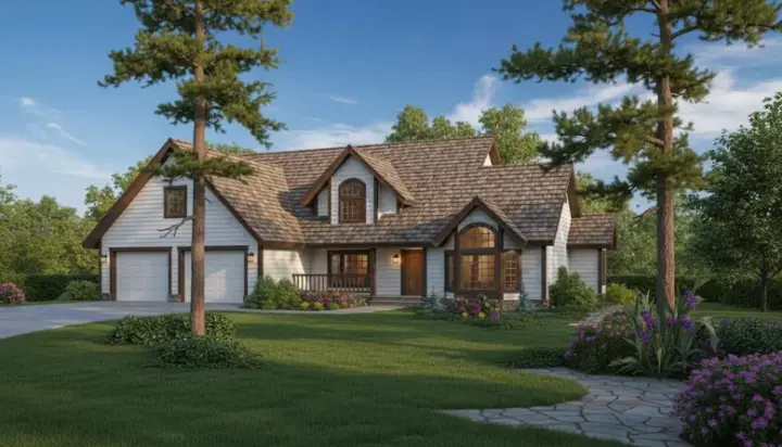Northwest house plans 33-398 - front exterior, 2,612 sq ft, 4 bed, 2 bath house plans | Monster House Plans