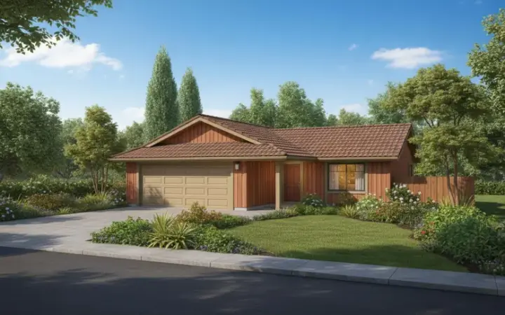 Traditional house plans 33-409 - front exterior, 1,070 sq ft, 3 bed, 2 bath house plans | Monster House Plans