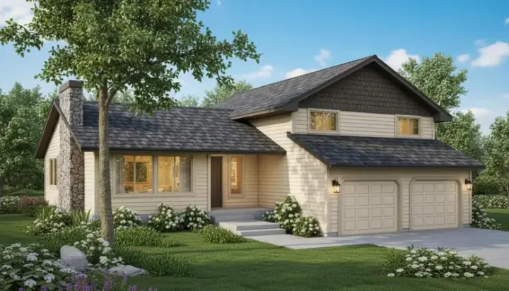 Northwest house plans 33-417 - front exterior, 1,948 sq ft, 3 bed, 2 bath house plans | Monster House Plans