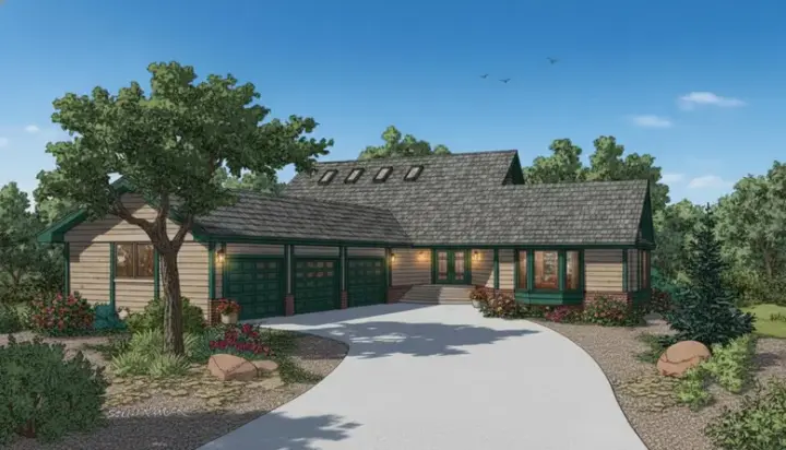 Northwest house plans 33-419 - front exterior, 1,965 sq ft, 3 bed, 3 bath house plans | Monster House Plans