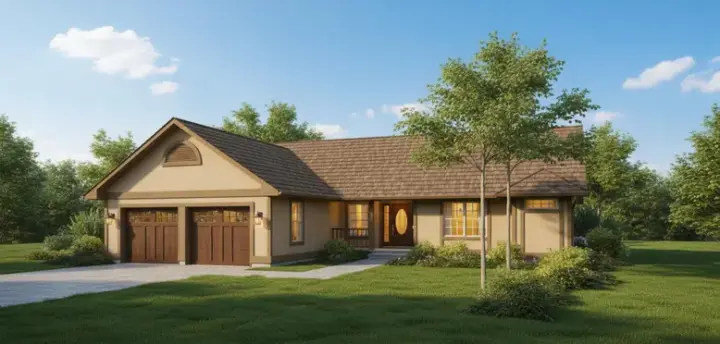 Northwest house plans 33-421 - front exterior, 1,616 sq ft, 2 bed, 2 bath house plans | Monster House Plans