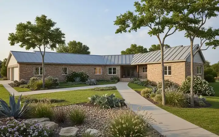 Ranch house plans 33-424 - front exterior, 3,821 sq ft, 5 bed, 3 bath house plans | Monster House Plans