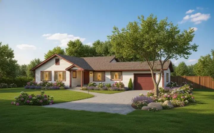 Northwest house plans 33-428 - front exterior, 1,318 sq ft, 2 bed, 1 bath house plans | Monster House Plans