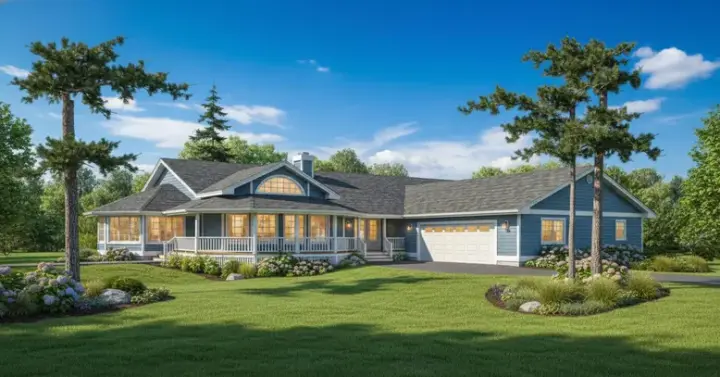Northwest house plans 33-439 - front exterior, 2,877 sq ft, 3 bed, 2 bath house plans | Monster House Plans