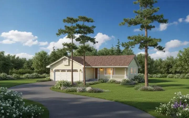 Northwest house plans 33-441 - front exterior, 1,236 sq ft, 3 bed, 2 bath house plans | Monster House Plans