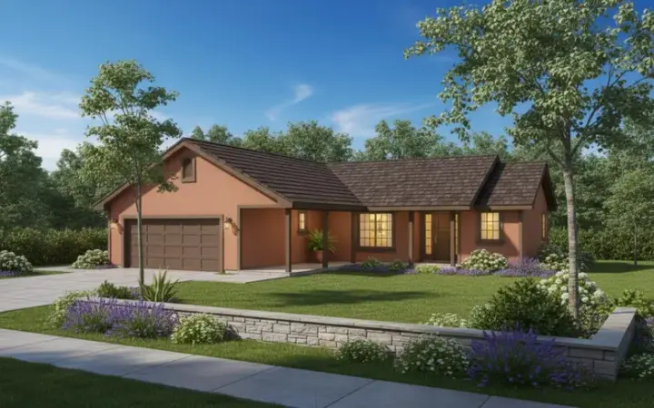 Northwest house plans 33-442 - front exterior, 1,444 sq ft, 3 bed, 2 bath house plans | Monster House Plans